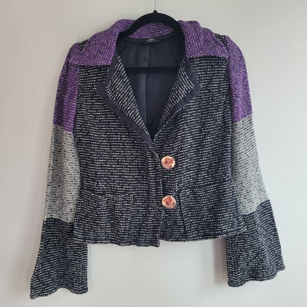 Vintage‎ Annikki Karvinen geometric lagenlook art to wear blazer flared sleeve